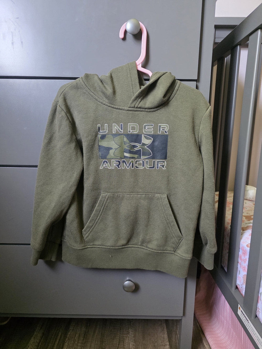 Under Armour Kids Olive Green Hoodie Sweatshirt with Camo Logo
